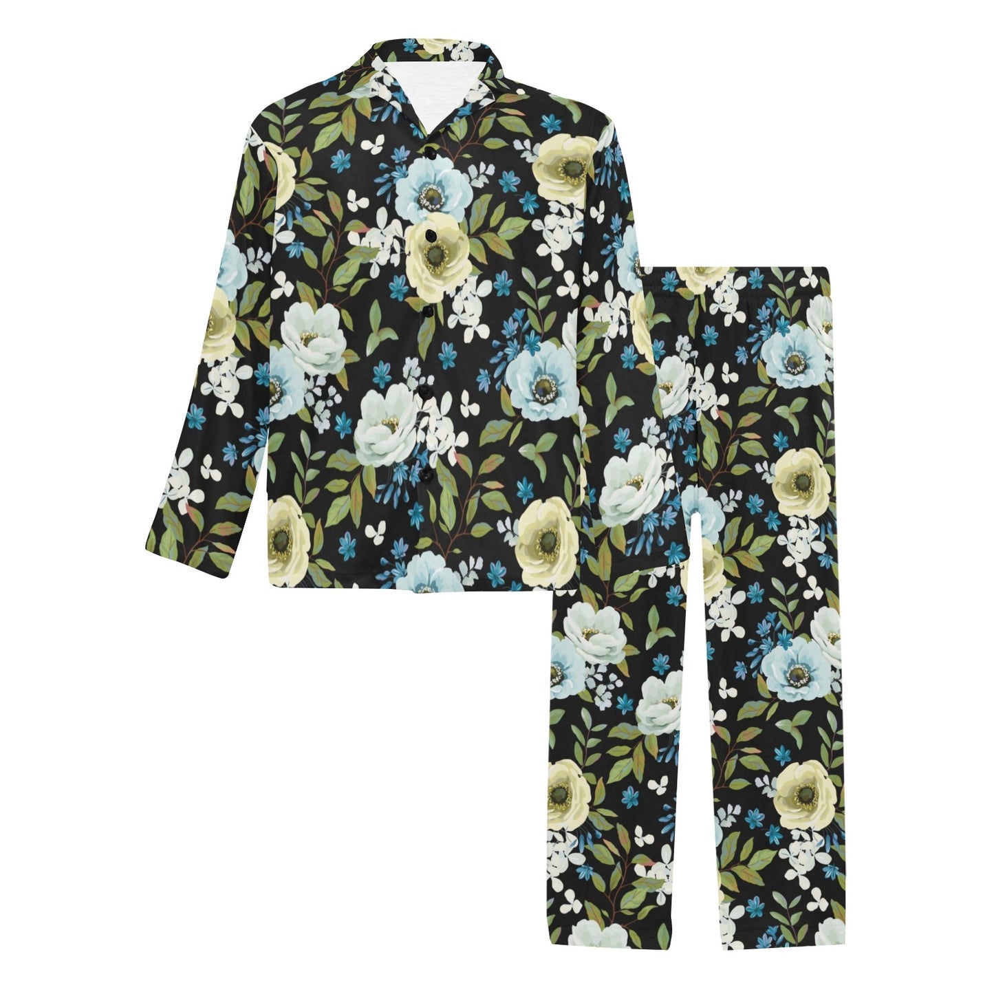 Anemone Pattern Print Design AM03 Men's Long Pajama Set