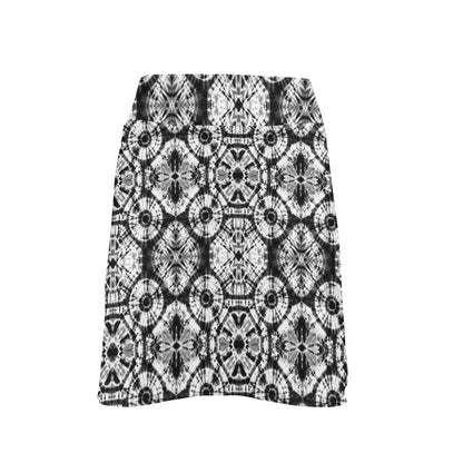 Tie Dye Black White Design Print 17" Golf & Pickleball Skort with Pockets