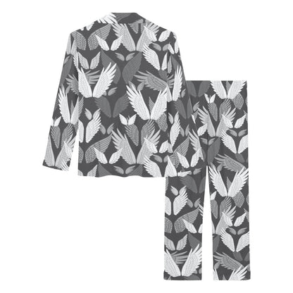 Angel Wings Pattern Design Themed Print Women's Long Pajama Set