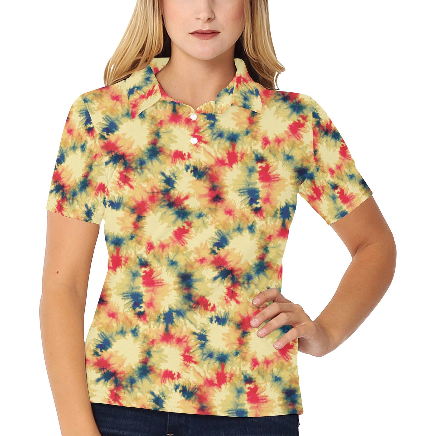 Tie Dye Print Design LKS302 Women's Polo Shirt