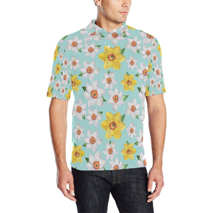 Daffodils Pattern Print Design DF07 Men Polo Shirt