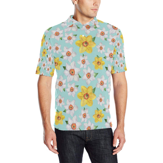 Daffodils Pattern Print Design DF07 Men Polo Shirt