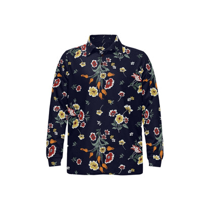 Summer Floral Pattern Print Design SF01 Long Sleeve Polo Shirt For Men's