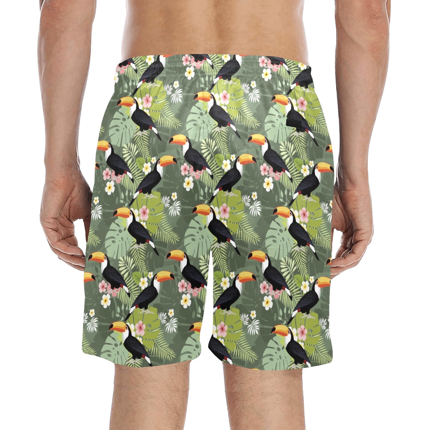 Toucan Print Design LKS304 Men's Swim Trunks Beach Shorts