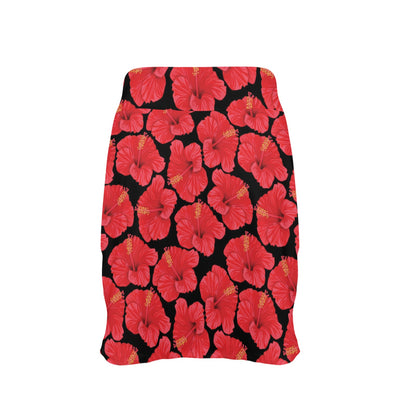 Hibiscus Red Pattern Print Design LKS306 17" Golf & Pickleball Skort with Pockets