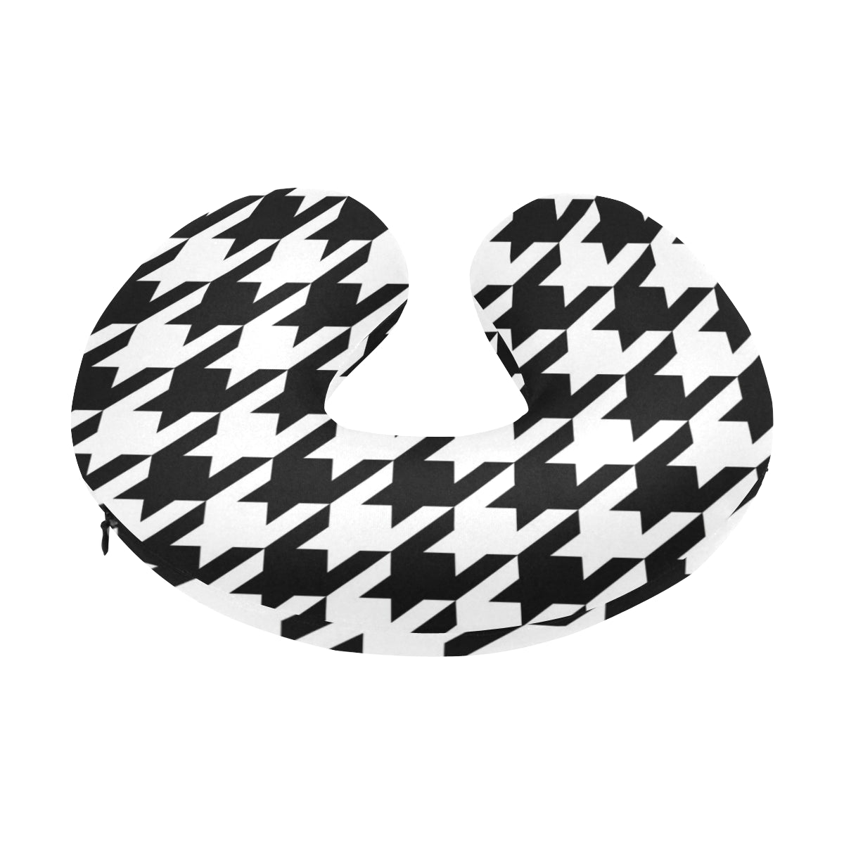 Houndstooth Black White Pattern Print Design 05 U-Shaped Travel Neck Pillow