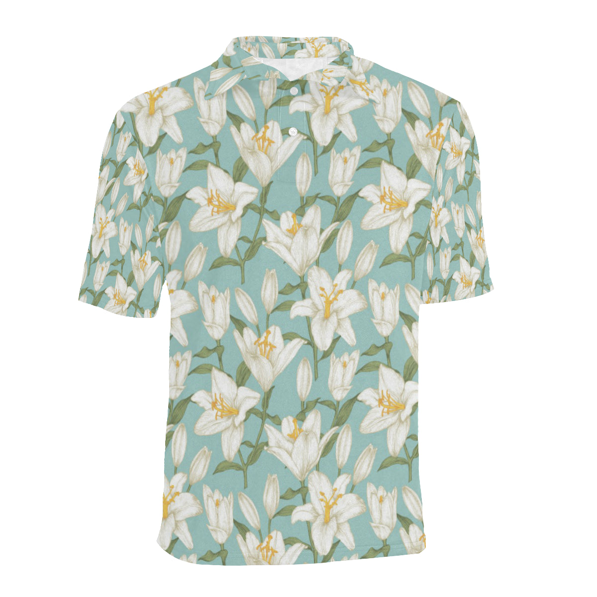 Lily Pattern Print Design LY09 Men Polo Shirt