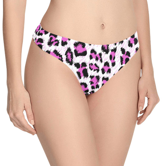 Leopard Pink Skin Print Women's Thongs