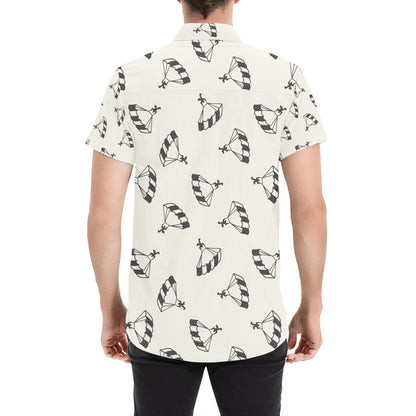 Skydiver Print Design LKS301 Men Short Sleeve Button Up Shirt