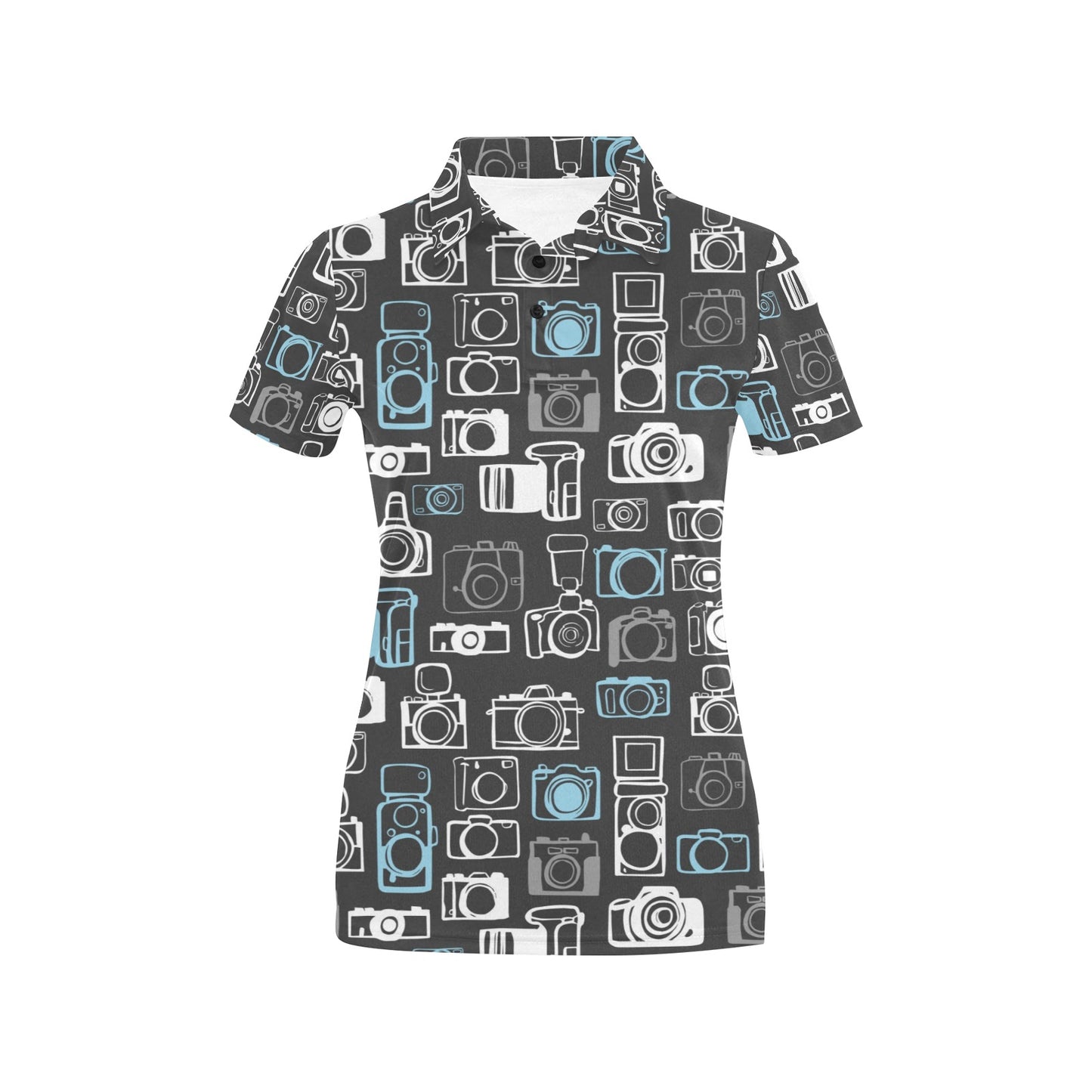 Camera Pattern Print Design 04 Women's Polo Shirt