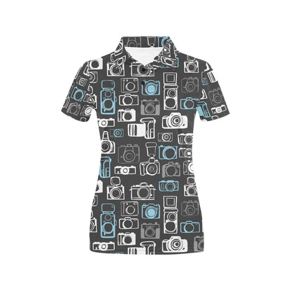Camera Pattern Print Design 04 Women's Polo Shirt