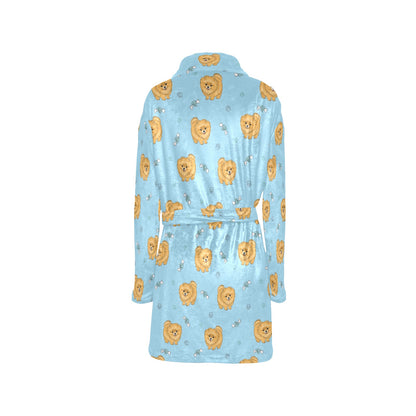 Pomeranians Pattern Print Design A03 Women's Fleece Robe