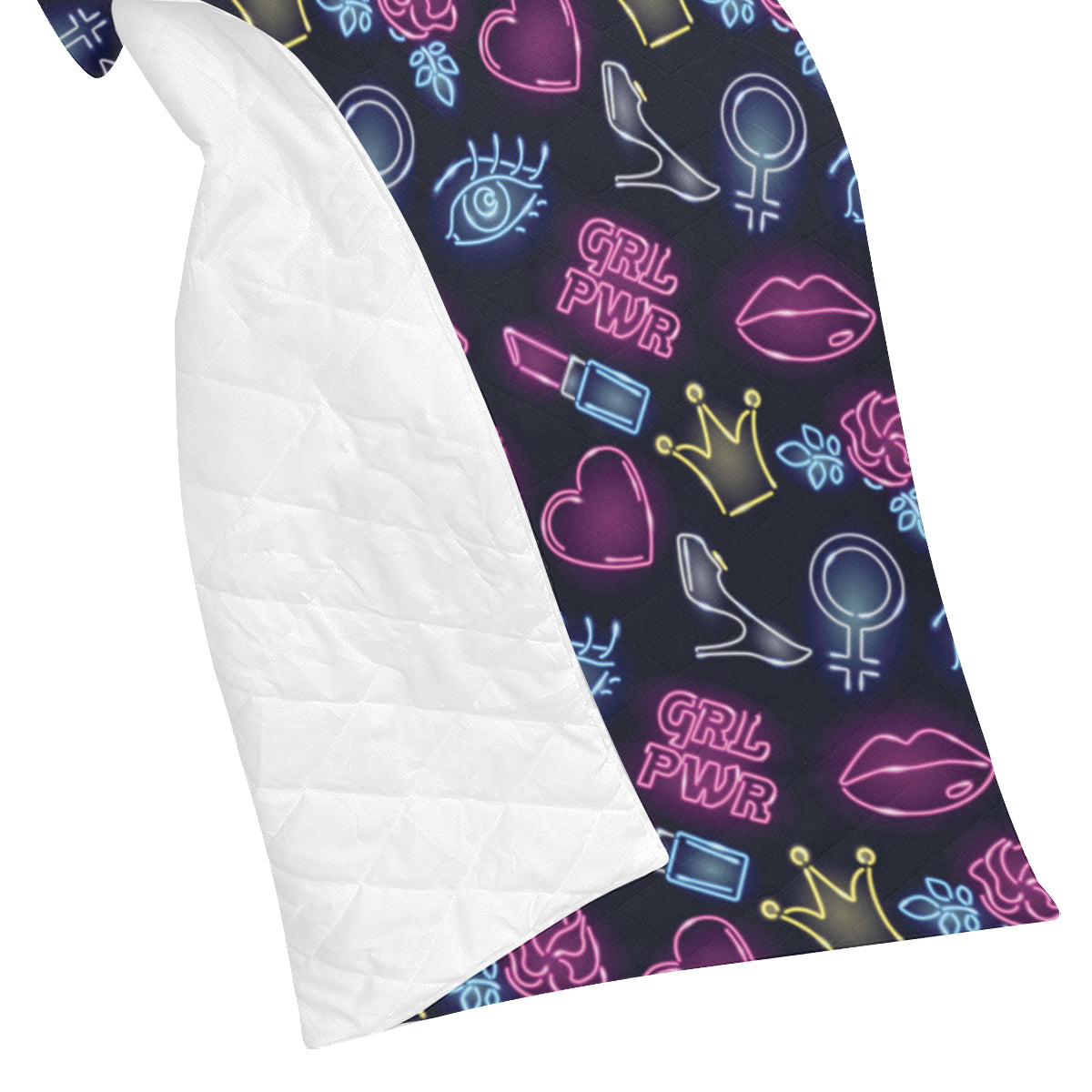 Lipstick Neon Pattern Print Design 02 Premium Quilt