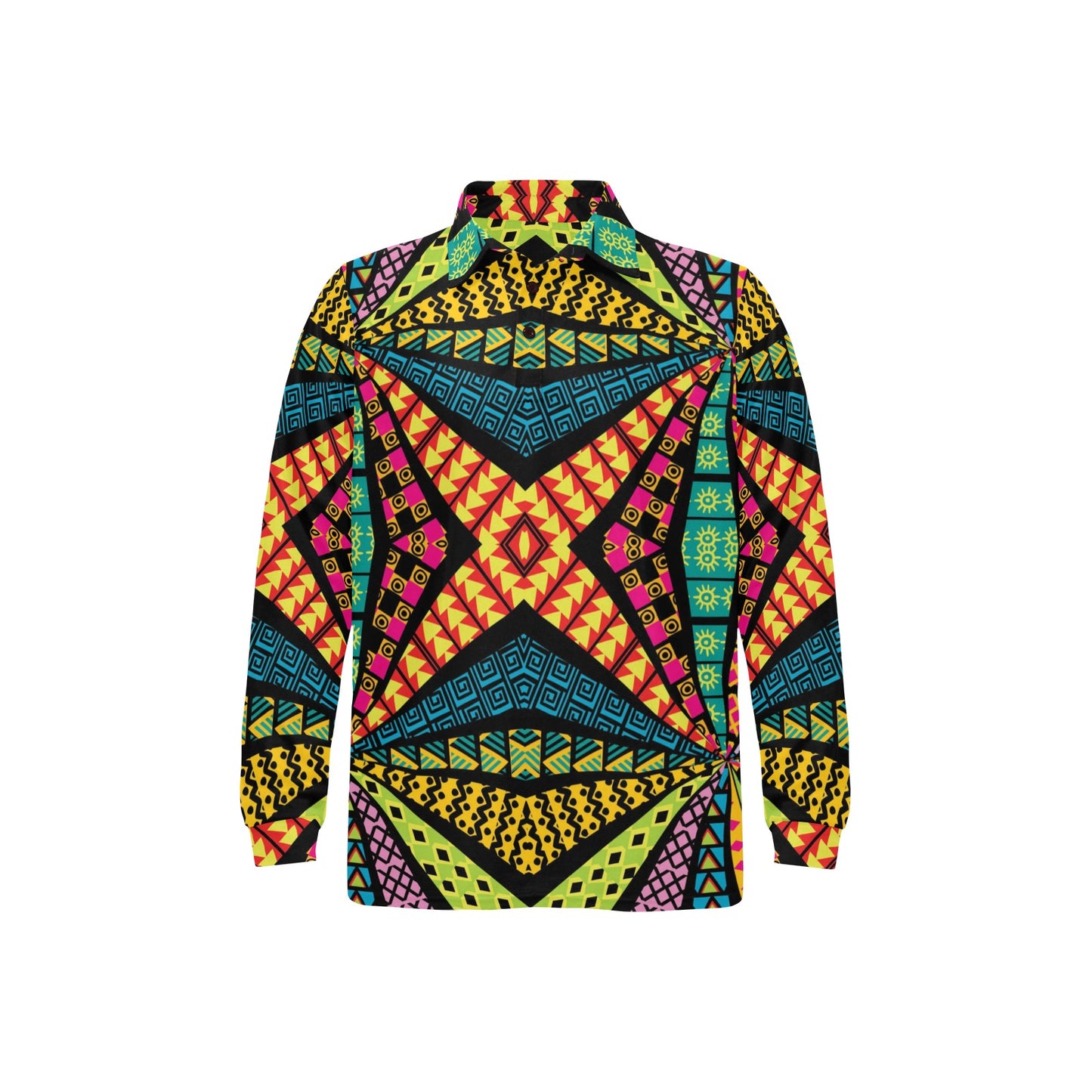 Kaleidoscope Pattern Print Design 05 Long Sleeve Polo Shirt For Men's