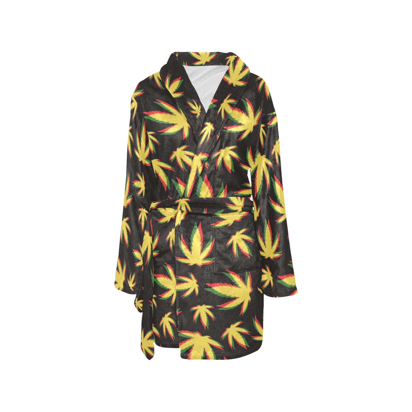 Pot Leaf Pattern Print Design A02 Women's Fleece Robe