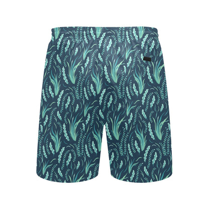 Seaweed Print Design LKS302 Men's Swim Trunks Beach Shorts