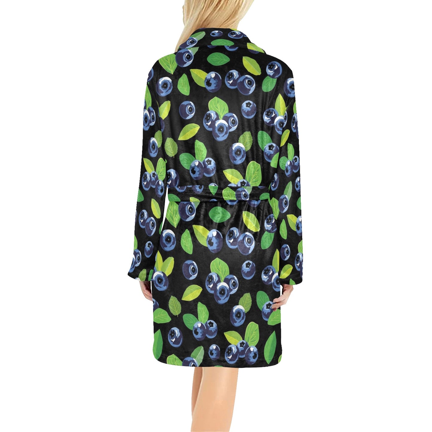 Blueberry Pattern Print Design BB03 Women's Fleece Robe
