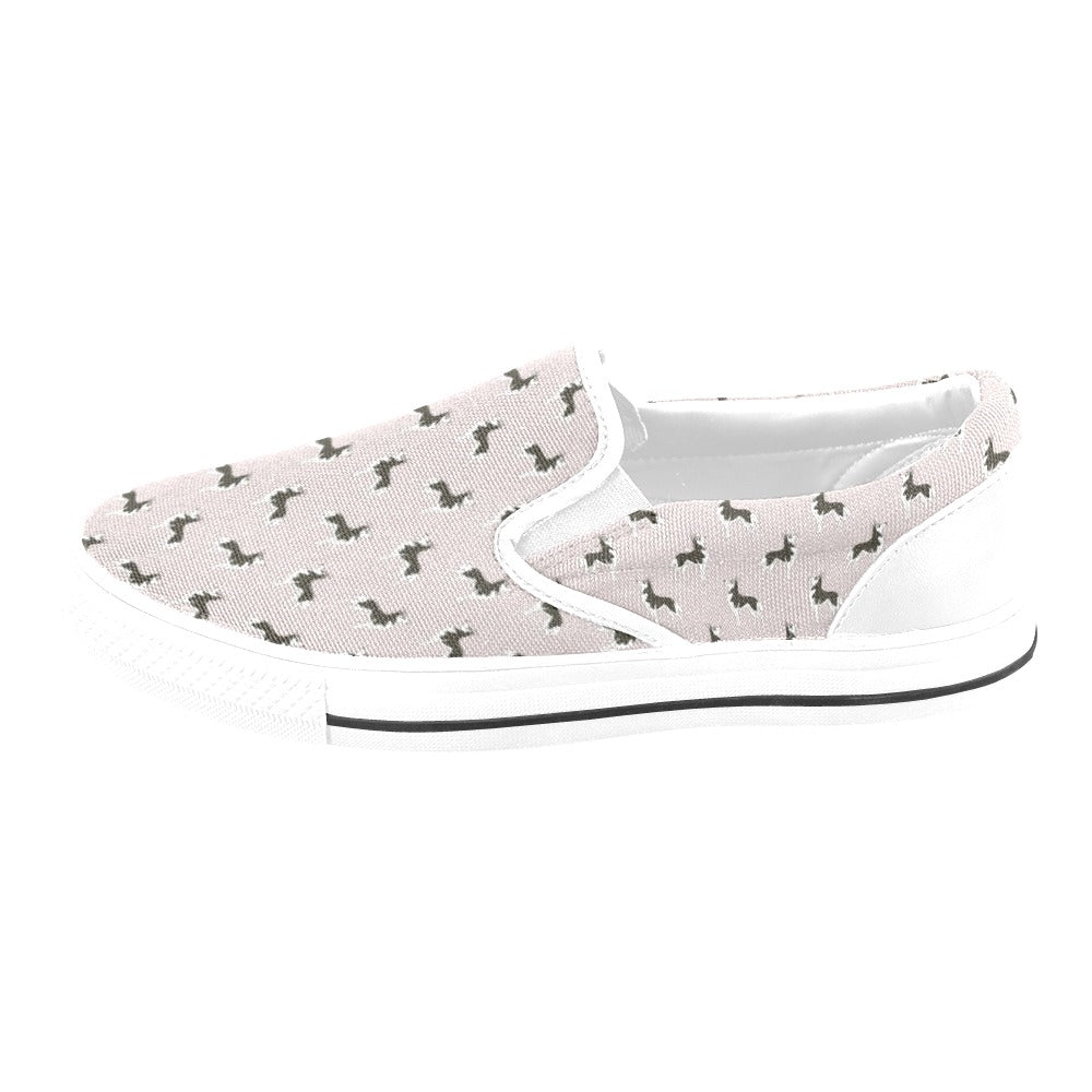 Siberian Huskies Print Design LKS301 White Slip Ons Canvas Women's Shoes