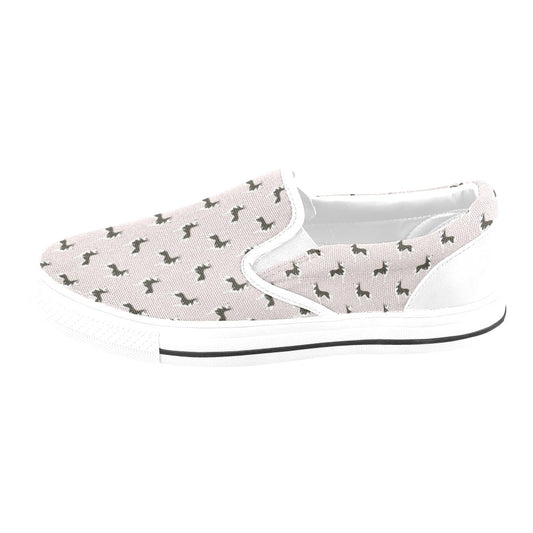 Siberian Huskies Print Design LKS301 White Slip Ons Canvas Women's Shoes