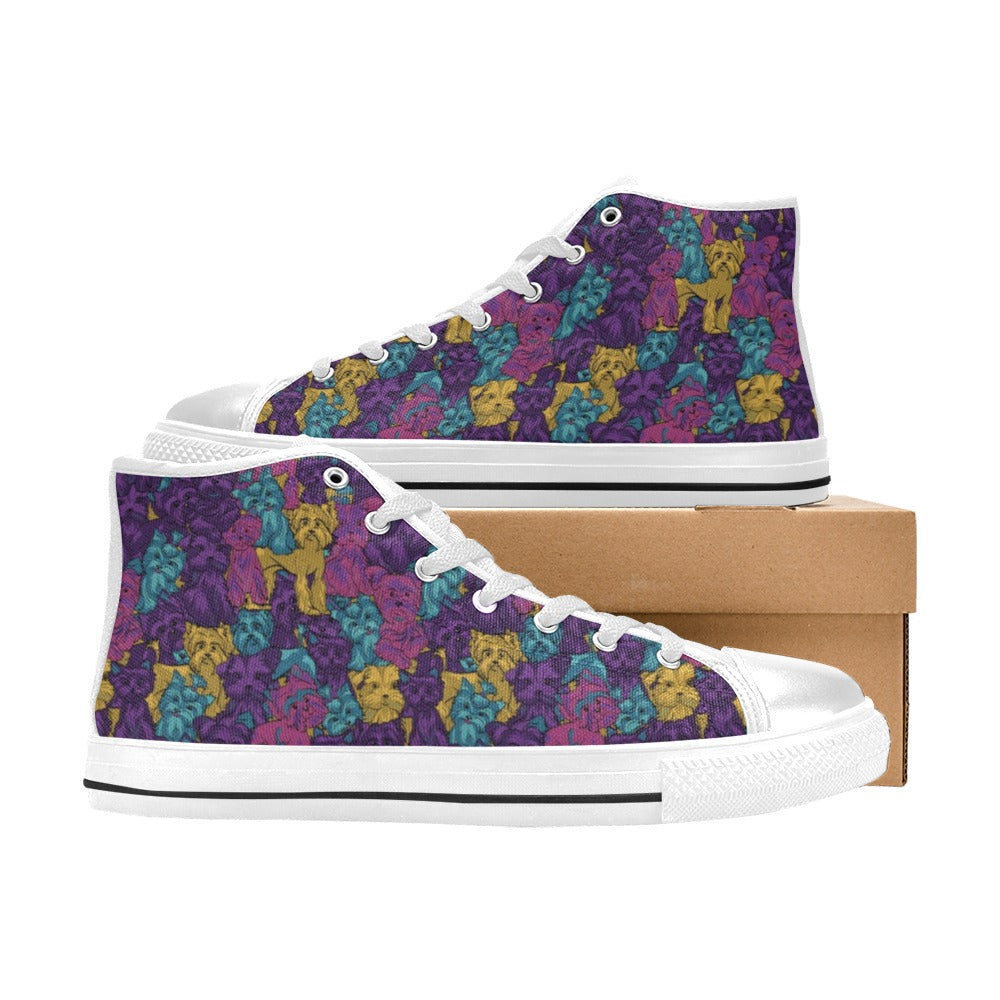 Yorkshire Terriers Print Design LKS3010 Men's High Top Canvas Shoes