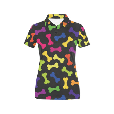 Dog Bone Neon Color Pattern Print Design 02 Women's Polo Shirt