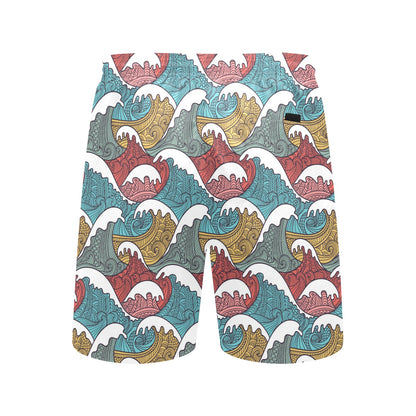 Tribal Wave Pattern Print Men's Swim Trunks Beach Shorts