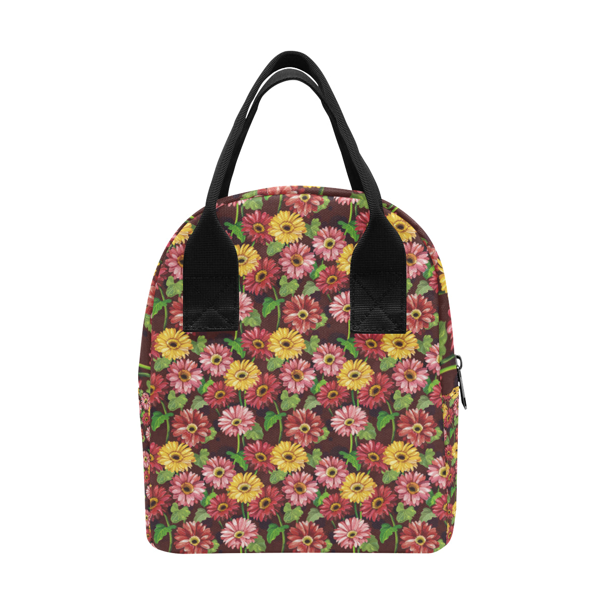 Daisy Gerbera Print Pattern Insulated Lunch Bag