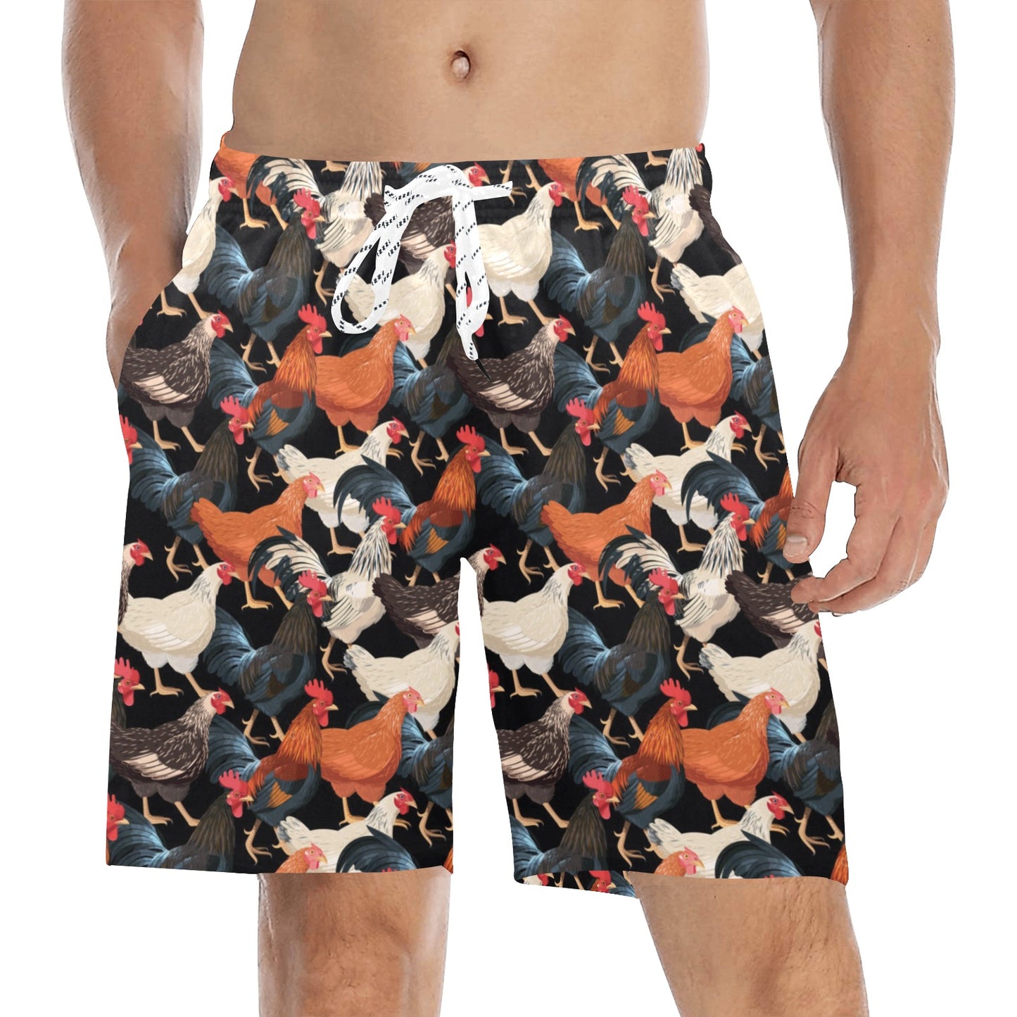 Chicken Print Pattern Men's Swim Trunks Beach Shorts