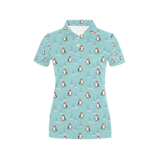 Ski Penguin Print Design LKS304 Women's Polo Shirt