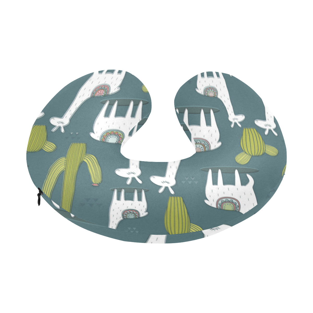 Llama Cactus Pattern Print Design 03 U-Shaped Travel Neck Pillow