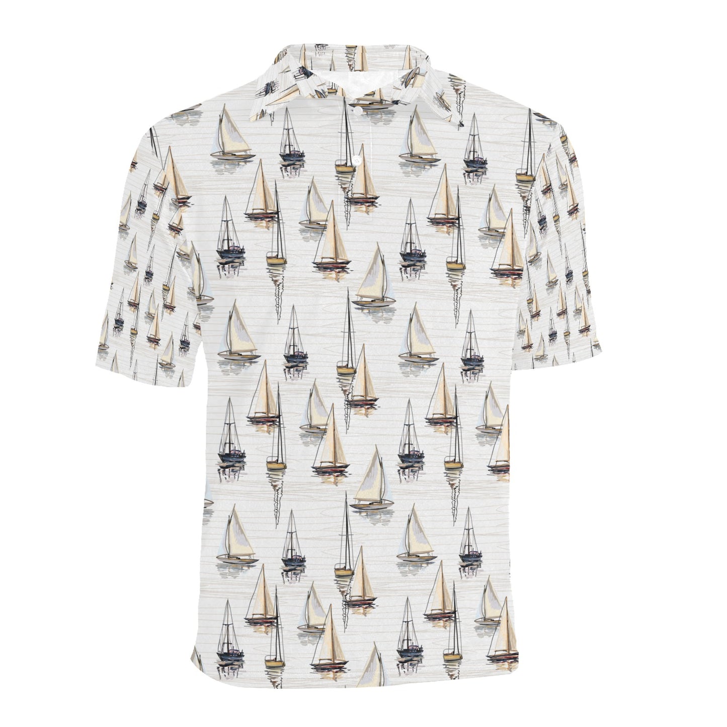 Sailboat Paint Pattern Print Design LKS307 Men Polo Shirt