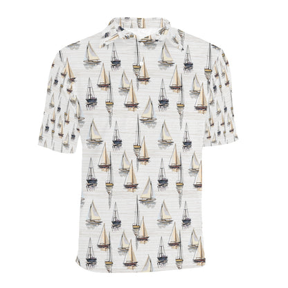 Sailboat Paint Pattern Print Design LKS307 Men Polo Shirt