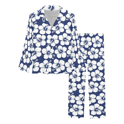 Hibiscus Pattern Print Design HB013 Women's Long Pajama Set