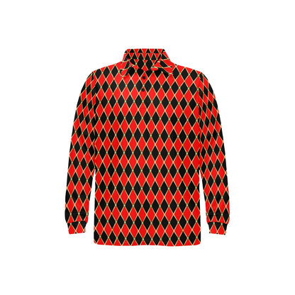 Harlequin Print Design LKS401 Long Sleeve Polo Shirt For Men's