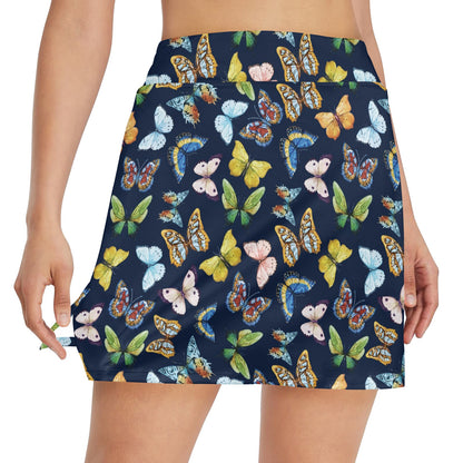 Butterfly Beautiful Print Pattern 17" Golf & Pickleball Skort with Pockets