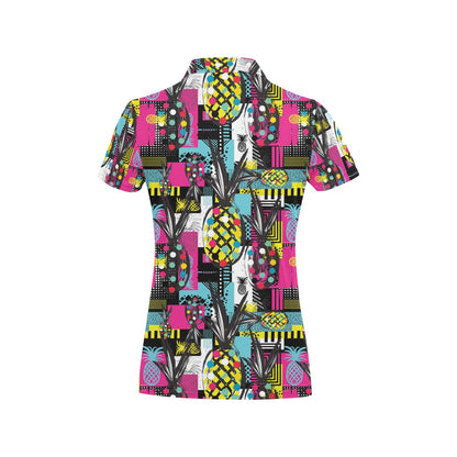 Pop Art Pineapple Pattern Print Design A02 Women's Polo Shirt