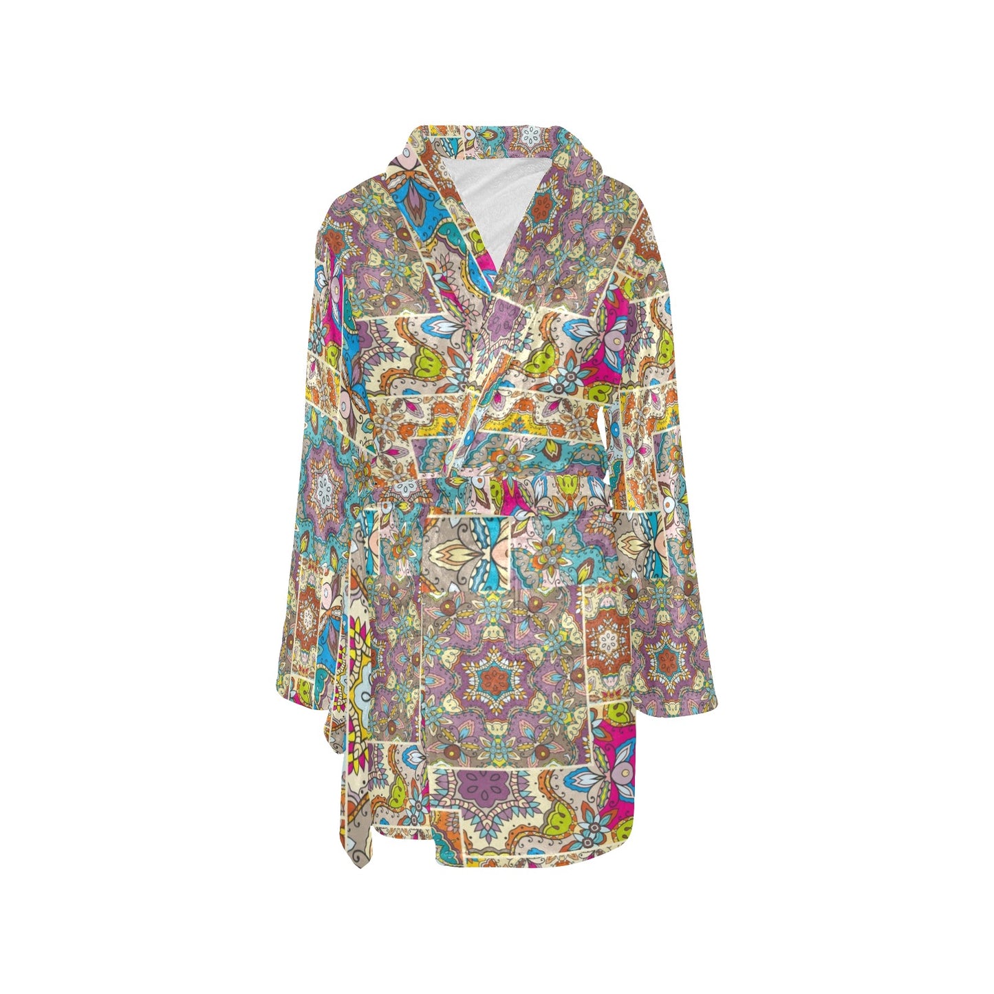 Patchwork Print Design LKS402 Women's Fleece Robe