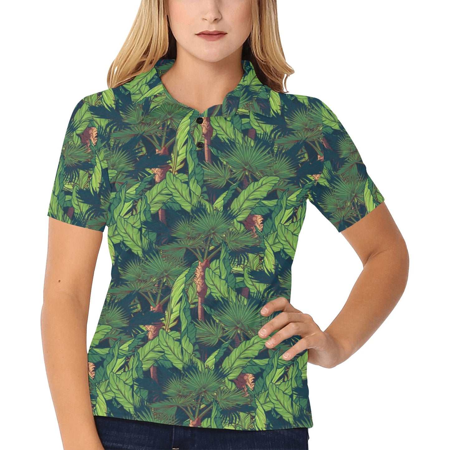 Rainforest Pattern Print Design A01 Women's Polo Shirt
