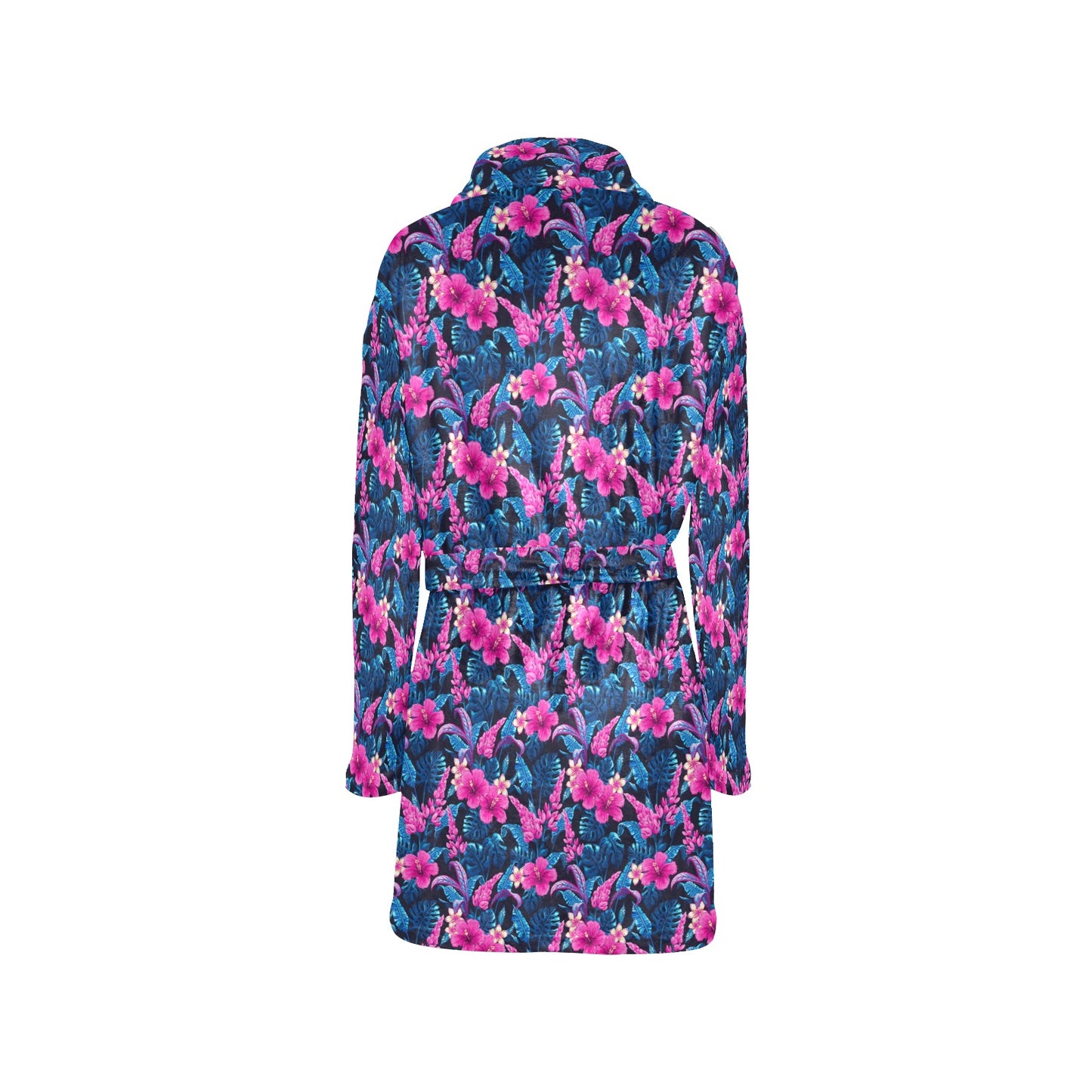 Tropical Folower Pink Themed Print Women's Fleece Robe