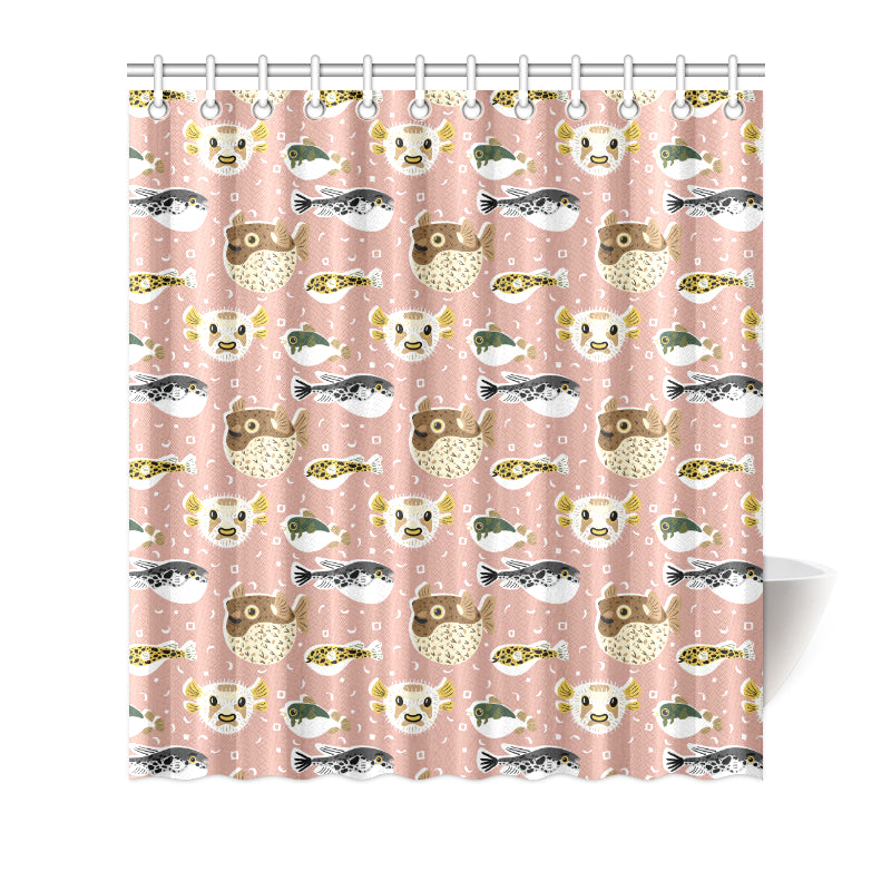 Fugu Cute Pattern Print Design 01 Shower Curtain