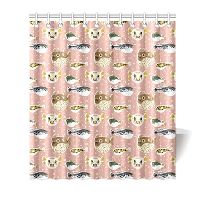 Fugu Cute Pattern Print Design 01 Shower Curtain