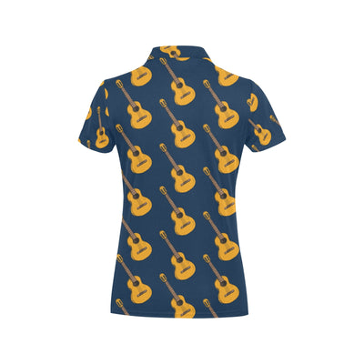 Acoustic Guitar Pattern Print Design 04 Women's Polo Shirt