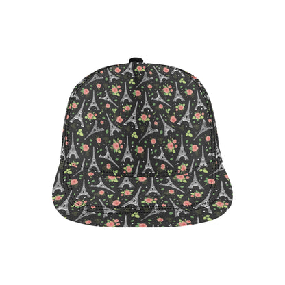 Eiffel Tower Rose Print Snapback Cap