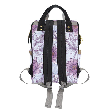 Water Lily Pattern Print Design WL01 Diaper Bag Backpack