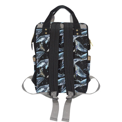 Humpback Whale Pattern Print Design 01 Diaper Bag Backpack