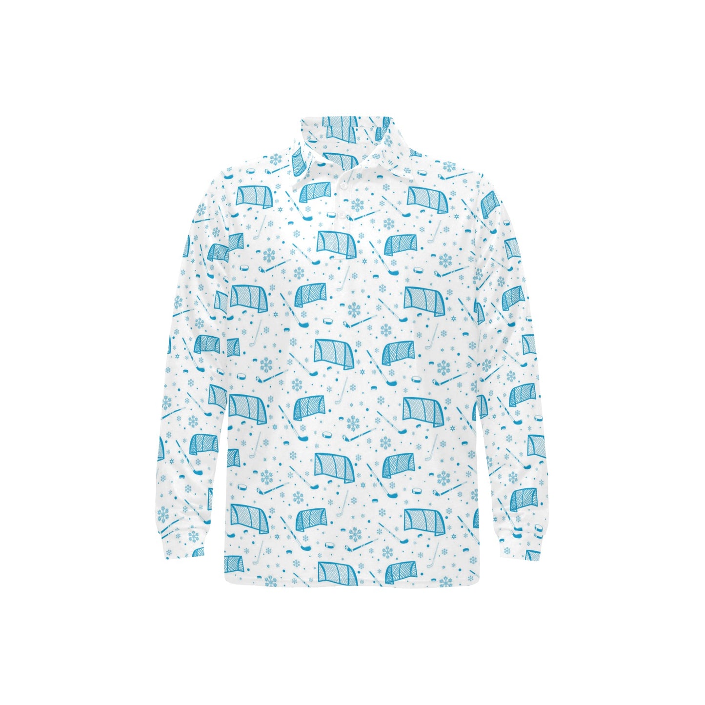 Hockey Print Design LKS303 Long Sleeve Polo Shirt For Men's