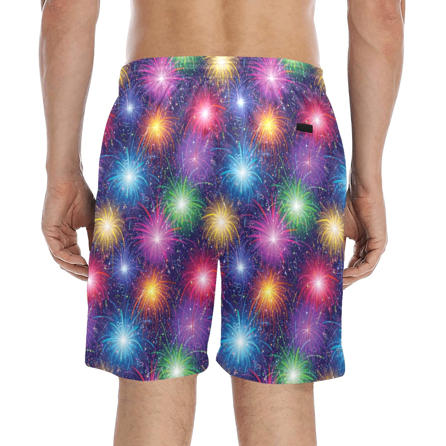 Firework Colorful Print Design LKS301 Men's Swim Trunks Beach Shorts