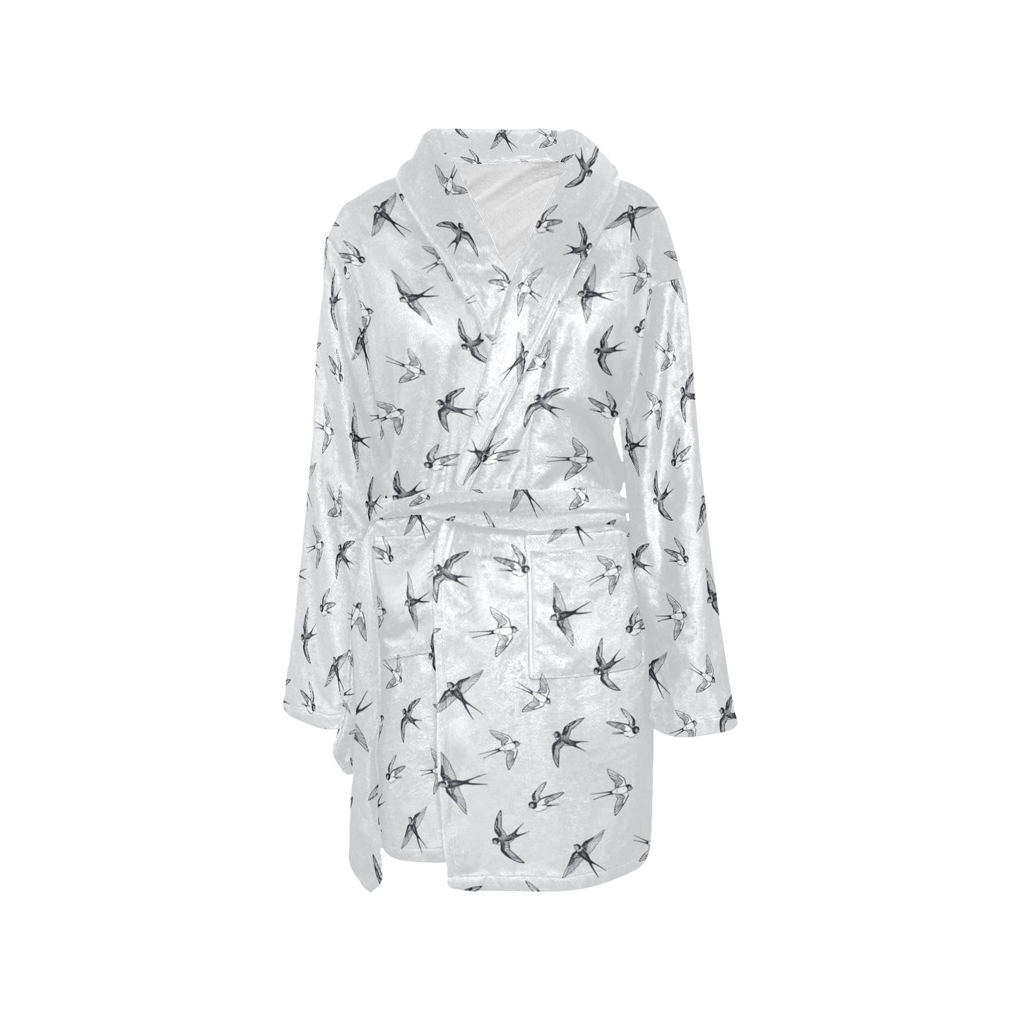 Swallow Bird Pattern Print Design 04 Women's Fleece Robe