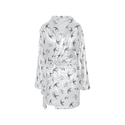 Swallow Bird Pattern Print Design 04 Women's Fleece Robe