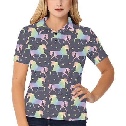 Rainbow Pattern Print Design A05 Women's Polo Shirt